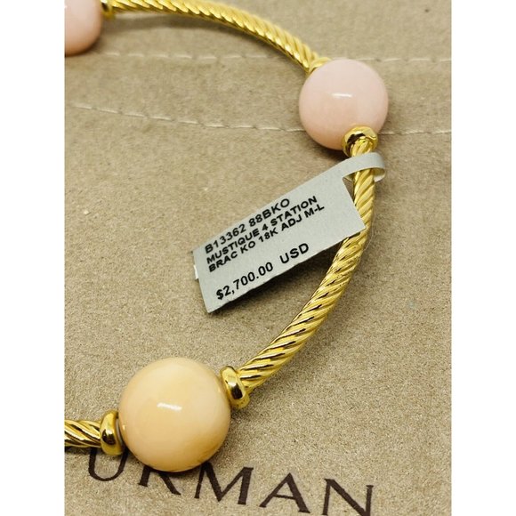 $3900 DAVID YURMAN NEW Mustique 4 Station Pink Opal Peach Moonstone 18K Gold - Picture 9 of 9
